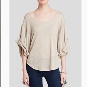 Free People Beach Beige Nani Knit Rolled Cuffs Top Women's Size S